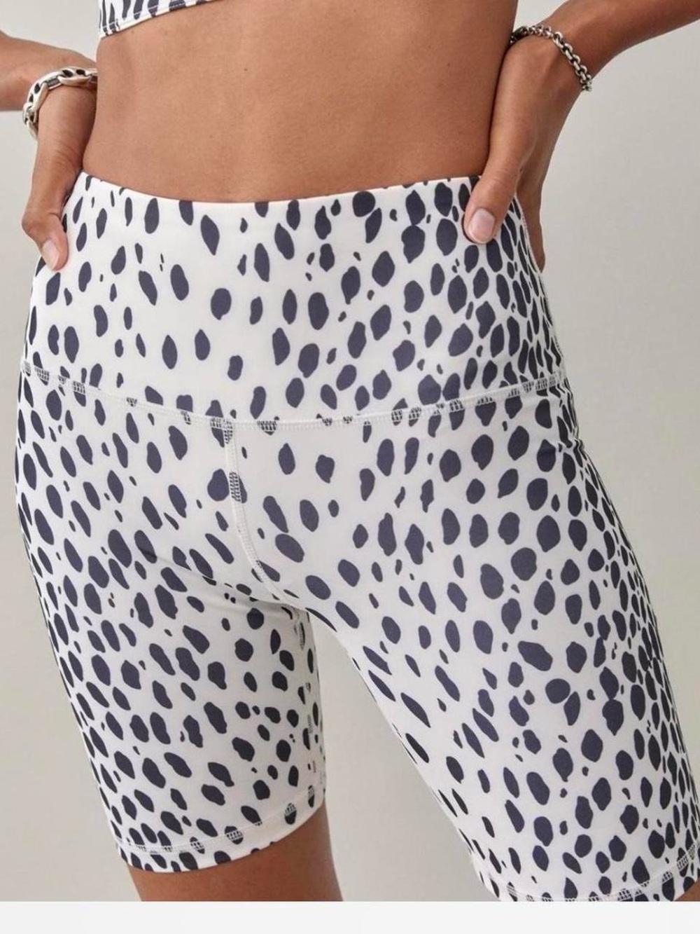 NWT Reformation Econove Biker Shorts Leggings Dalmatian Spot Print XS